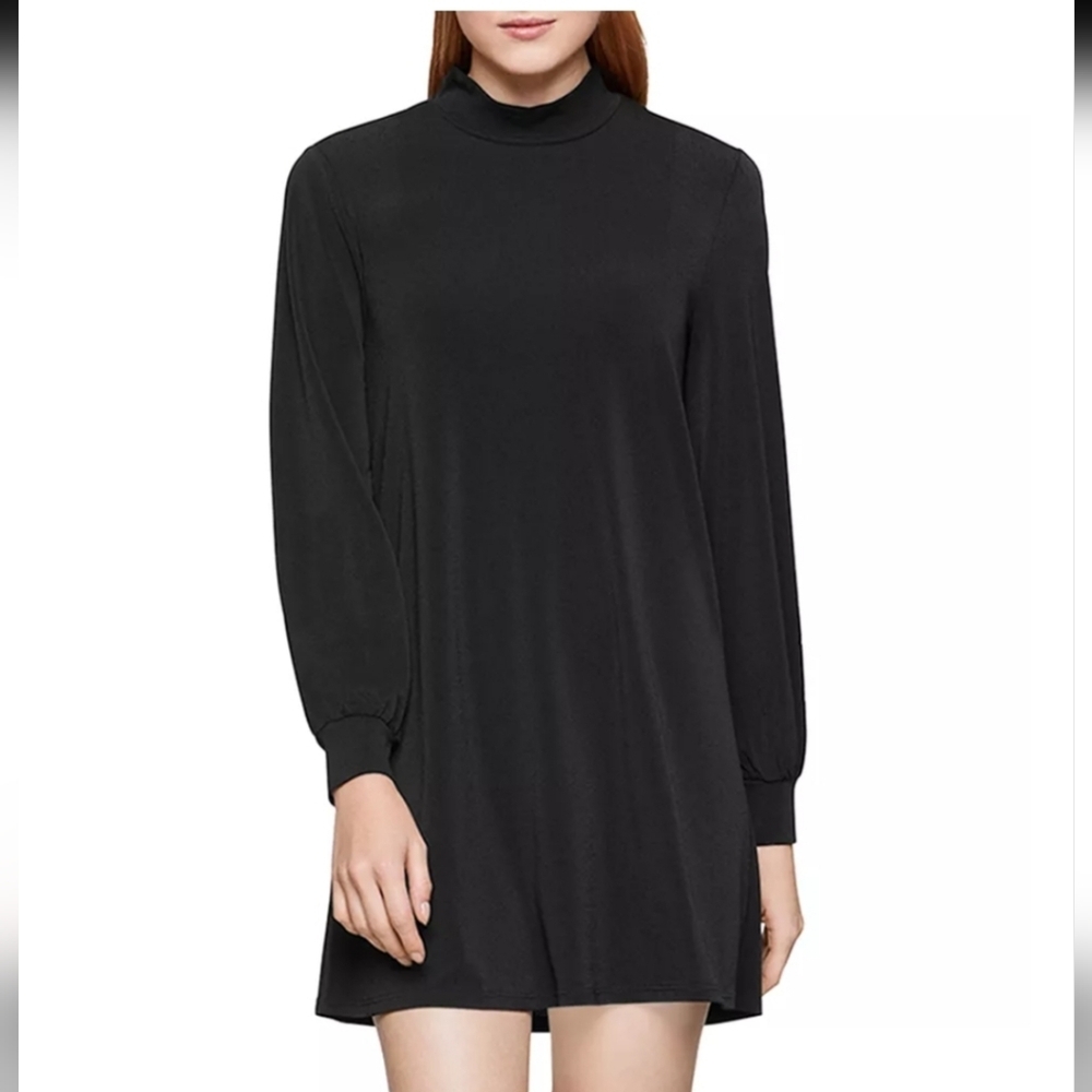 BCBGeneration Mock-Neck A-Line Mini Black Dress Size Large